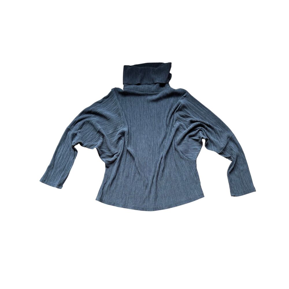 Clara Sun Woo Gray Drop Shoulder Turtle Neck Lagen Look Batwing Shirt Size XL